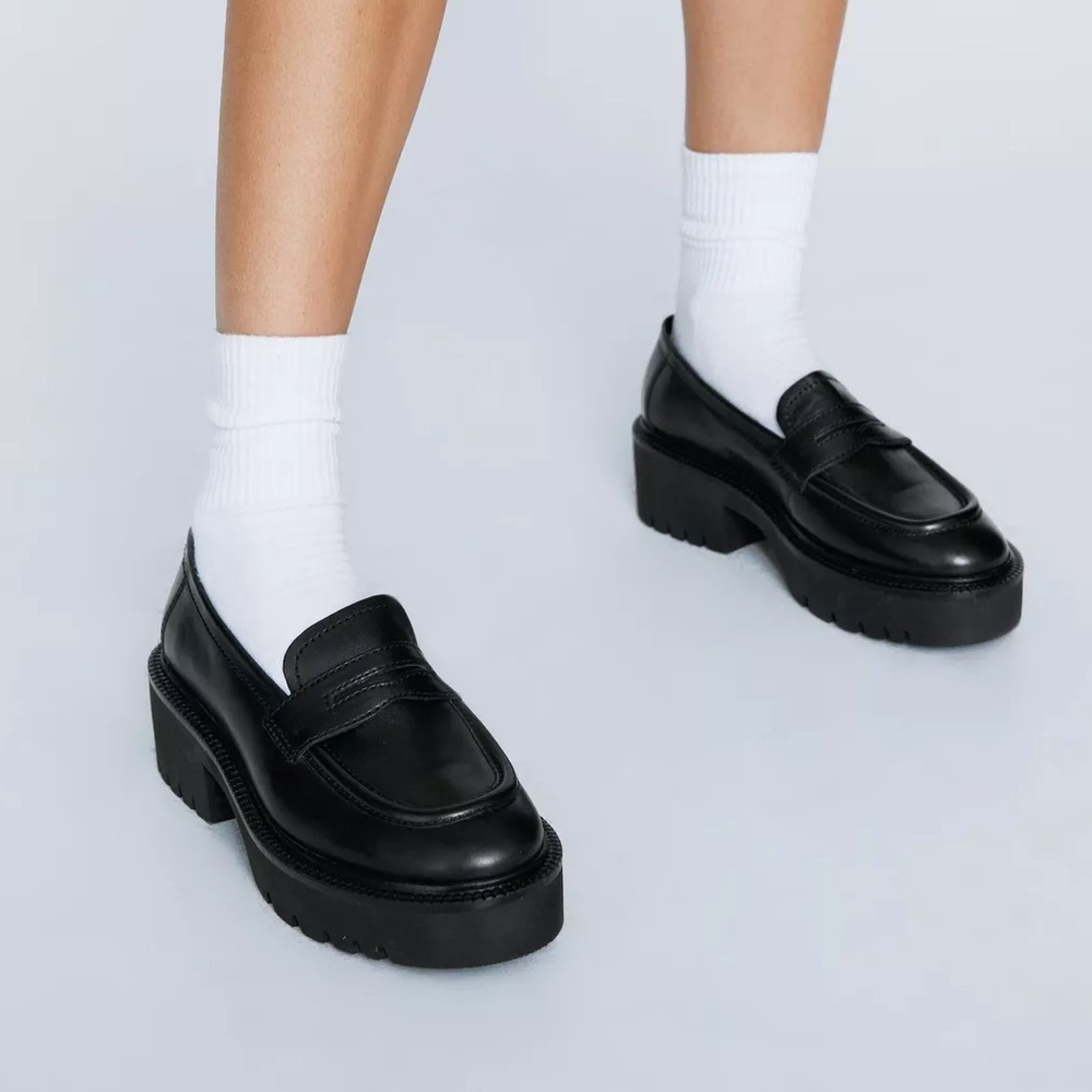Nasty Gal Black Platform Loafers